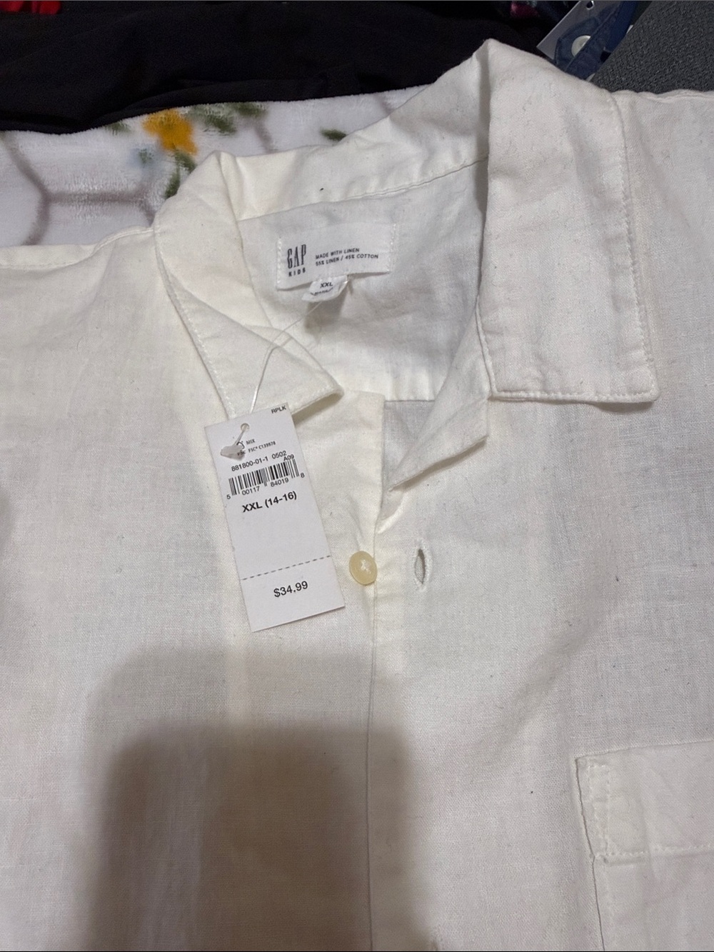 GAP Boy’s Off-White Linen Button-Down Shirt XXL (14-16)